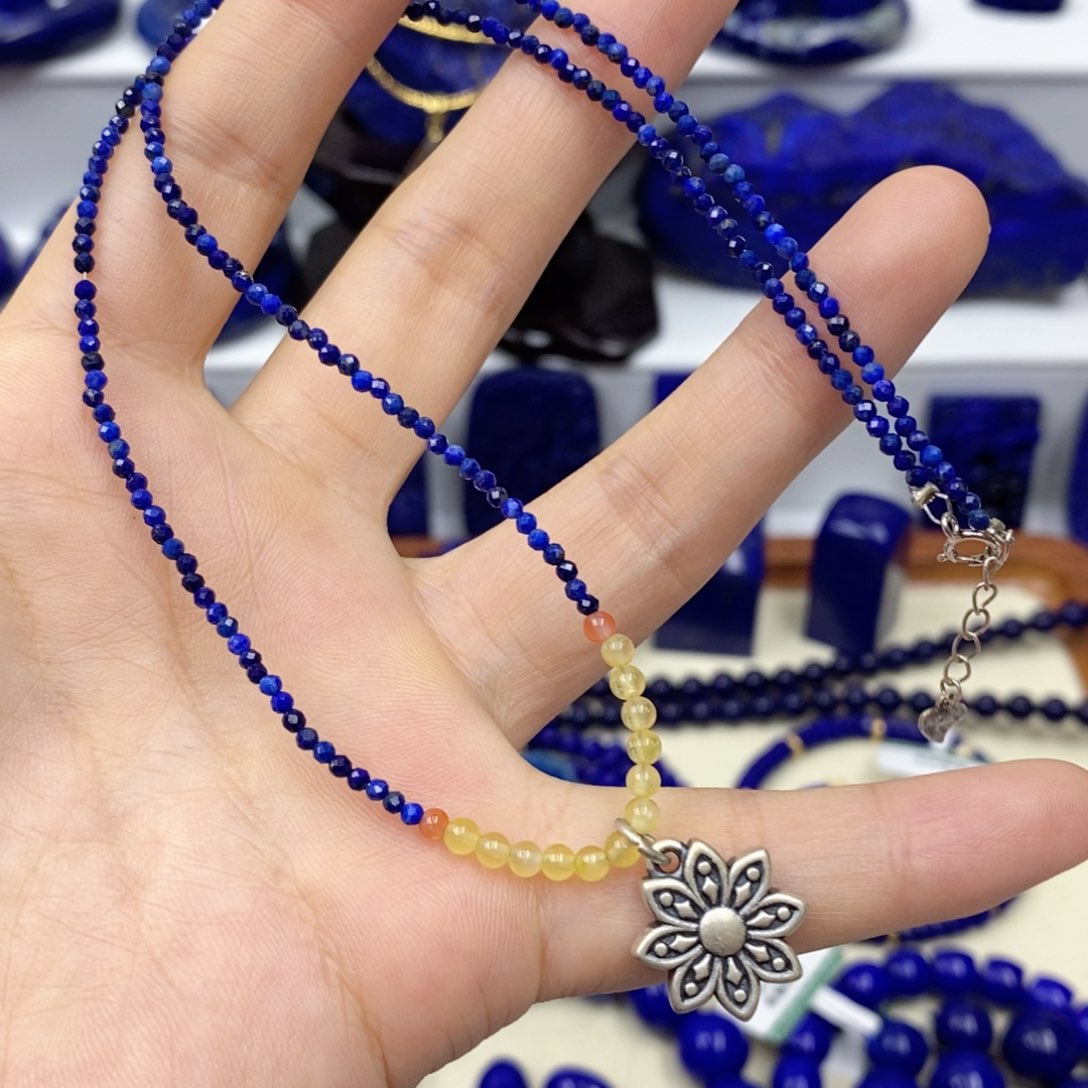 青金石颈饰银S925镶嵌