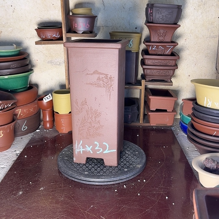 紫砂花盆，手工制作