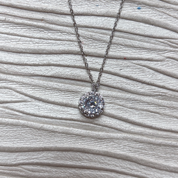 铜合金项链 15344 满镶嵌大颗花苞项链 银色底