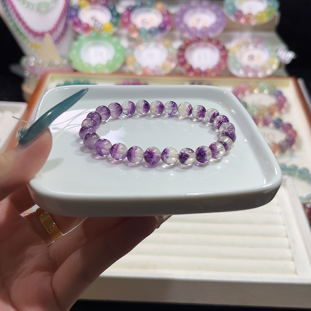 未镶嵌手链萤石半盆紫幽灵
