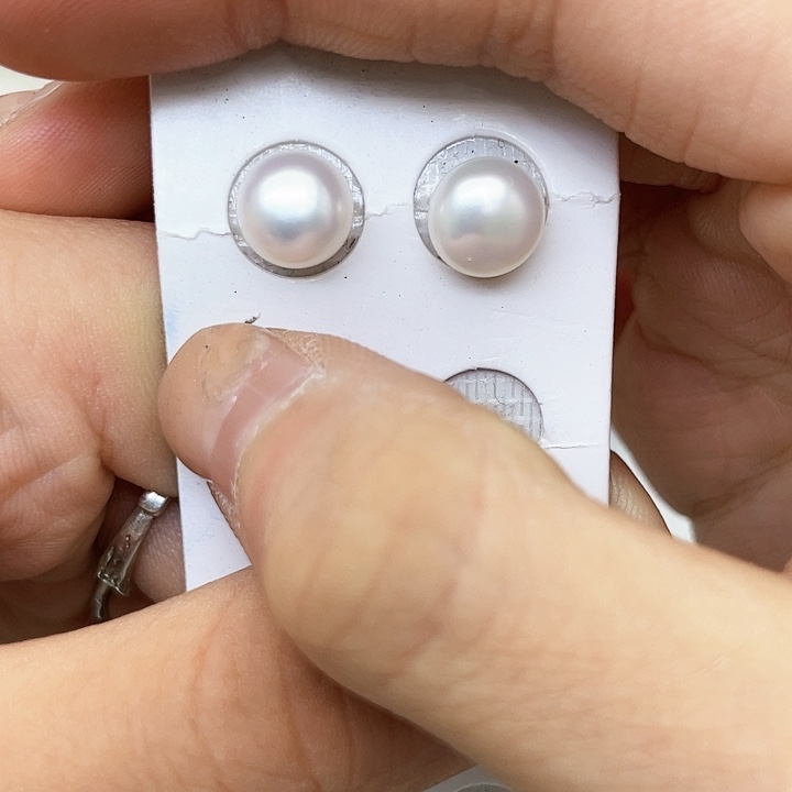 淡水珍珠耳饰银S925镶嵌村***娘