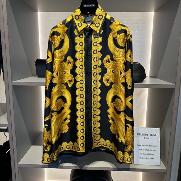 未使用 VERSACE/范思哲 范思哲男士黑金美杜莎头像真丝衬衫