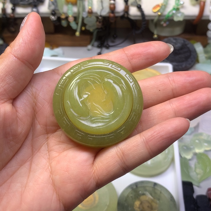 井***藍合金蛇纹石玉颈饰