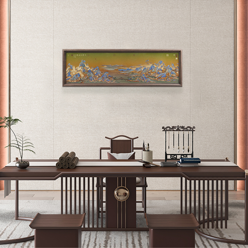 古歌元作【双春豪礼】105*33cm千里江山铜彩画