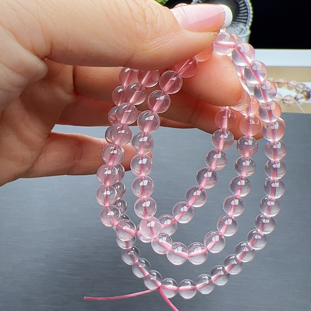 芙蓉石手链未镶嵌粉晶6.5mm
