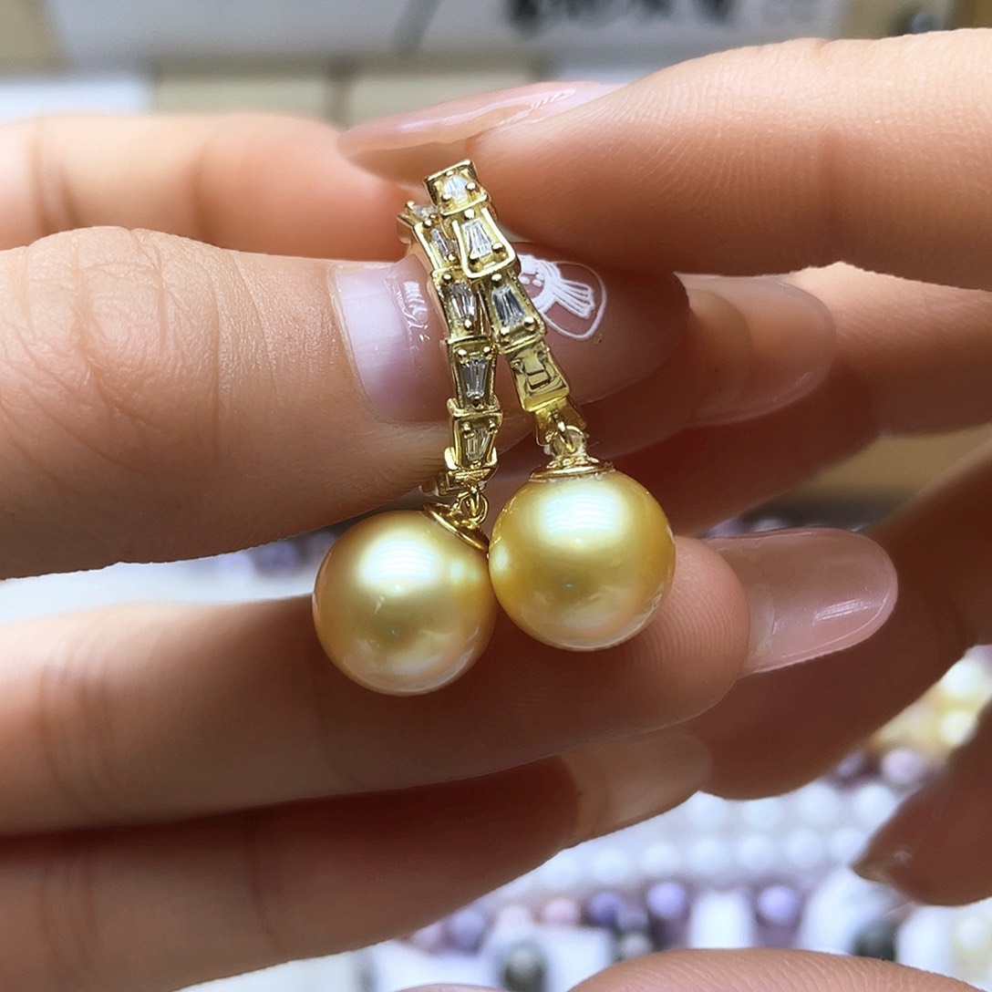 海水珍珠耳饰银S925镶嵌