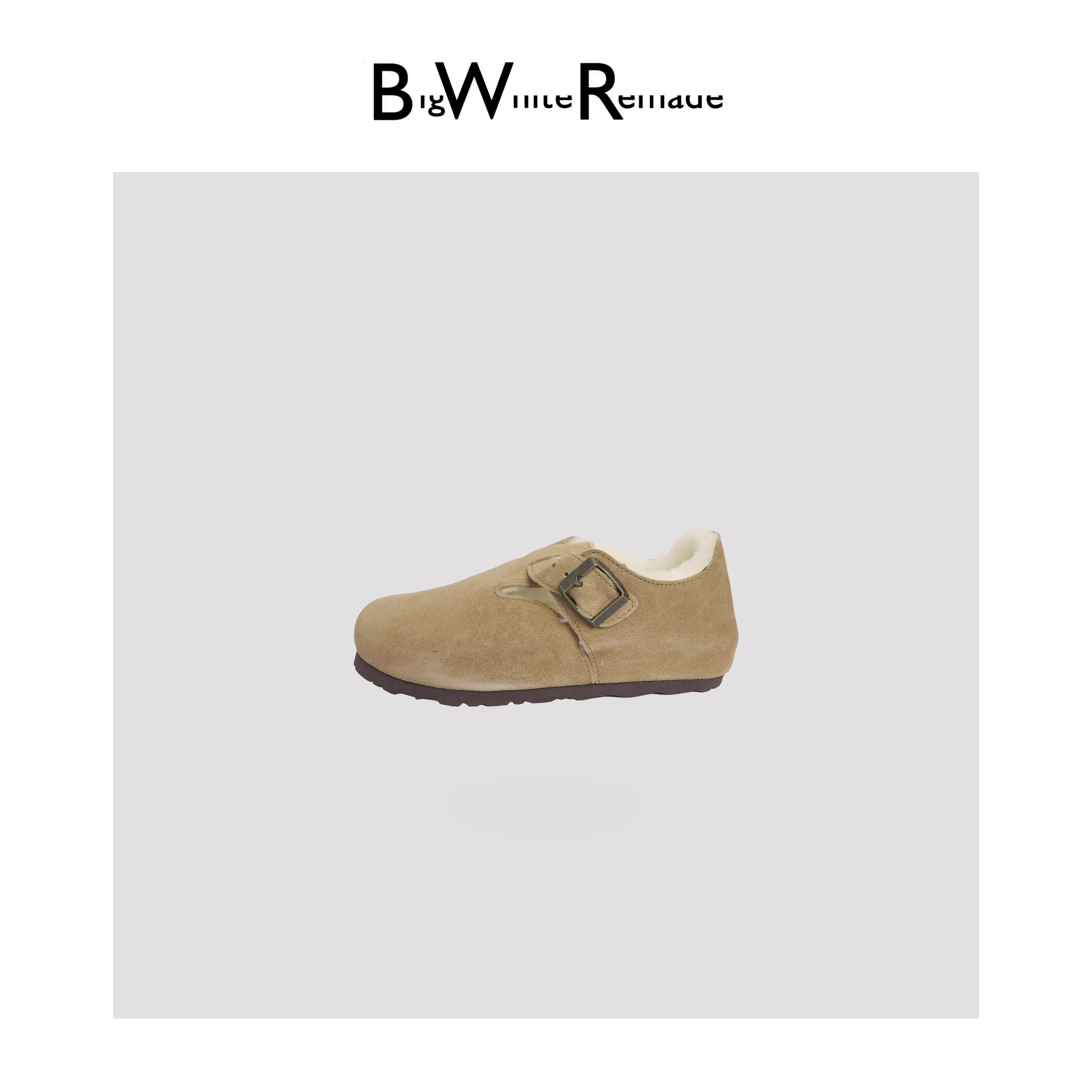 “魔术贴”牛反绒+羊毛休闲奢感时尚风平底鞋D3047