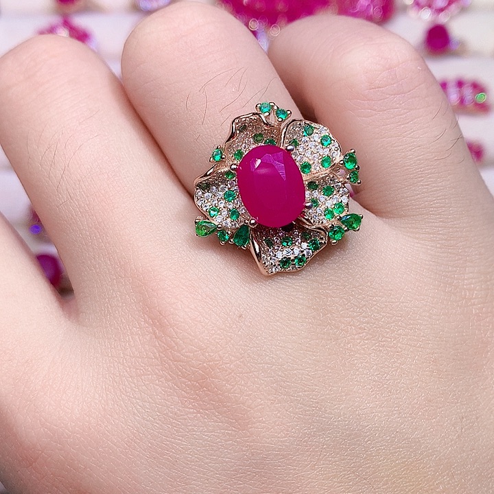 耳饰红宝石银S925镶嵌