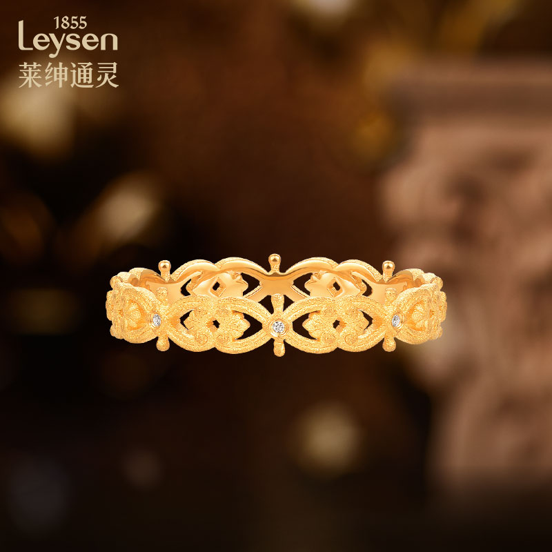 双12【门店同款】莱绅通灵珠宝 传世金 罗曼之心系列 黄金钻石戒指