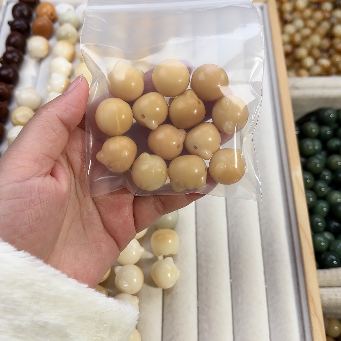 菩提根/象牙果手串诺*猫头13颗默认微瑕