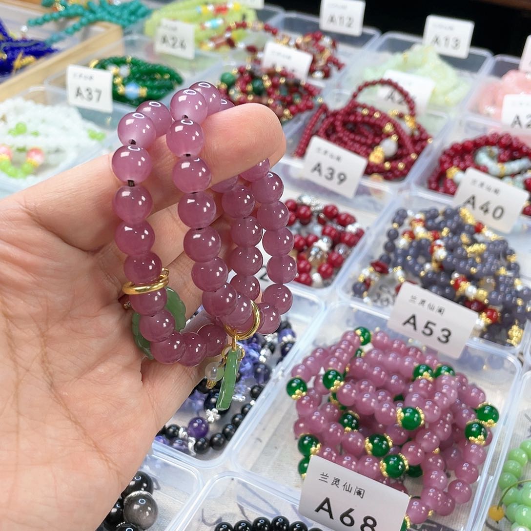 檀香木手串银S925镀金镶嵌