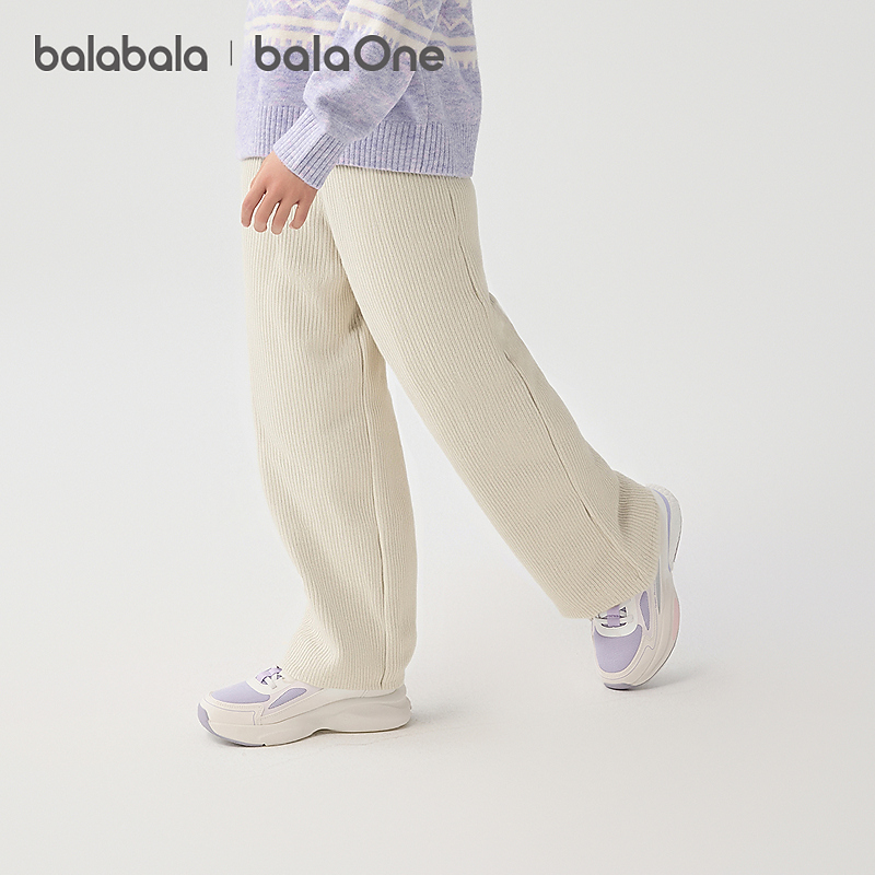 【balaOne】巴拉巴拉童装女童加绒直筒儿童裤子2025冬装新款保暖