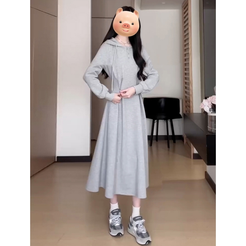 公主裙华棉复合牛奶丝灰色卫衣修身针织子秋冬季新款显瘦秋季