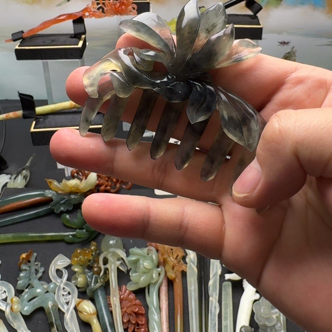 岫玉发饰未镶嵌明君玉簪就是好看