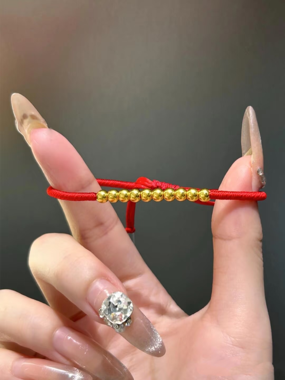 侯莫华夏金鸿福足金亮面转运珠10颗编绳