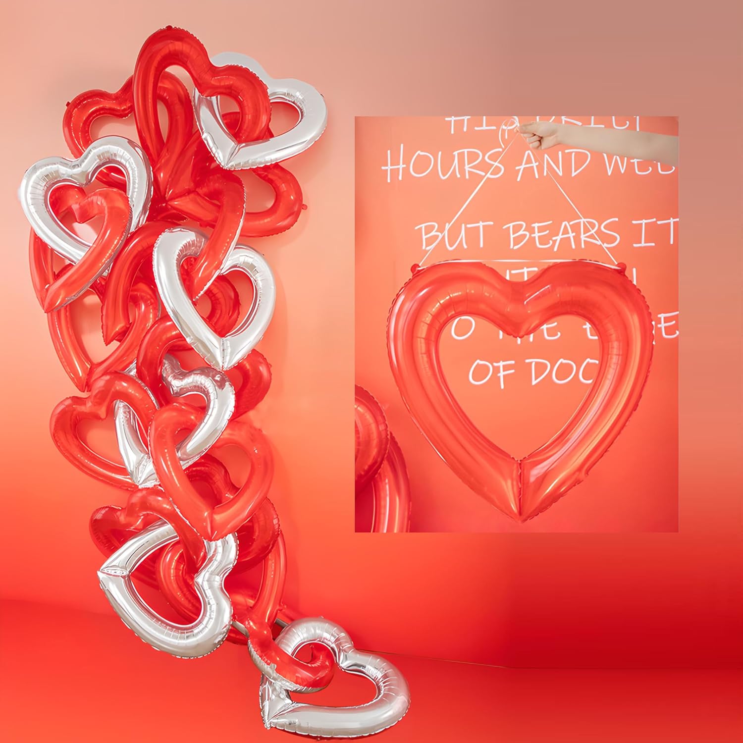 【网红推荐】40寸镂空爱心气球拍照背景墙布置铝膜气球户外室内心形