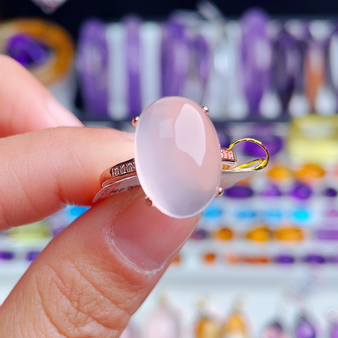 银S925镶嵌戒指芙蓉石天然保真