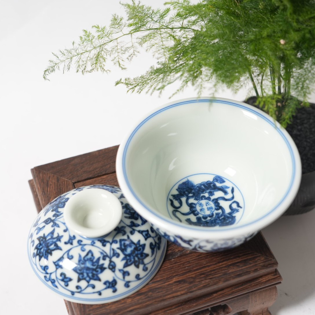 景德镇陶瓷-古县衙青花永乐盖碗