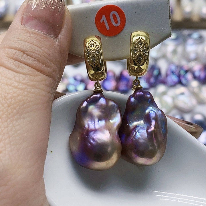 银S925镶嵌耳饰淡水珍珠