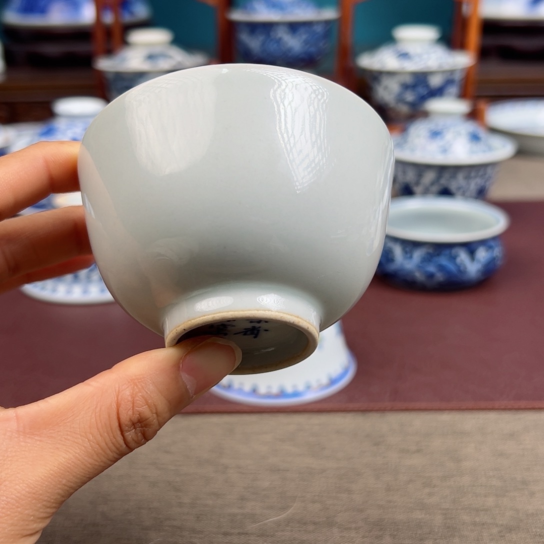 摆件景德镇白胎柴窑客杯