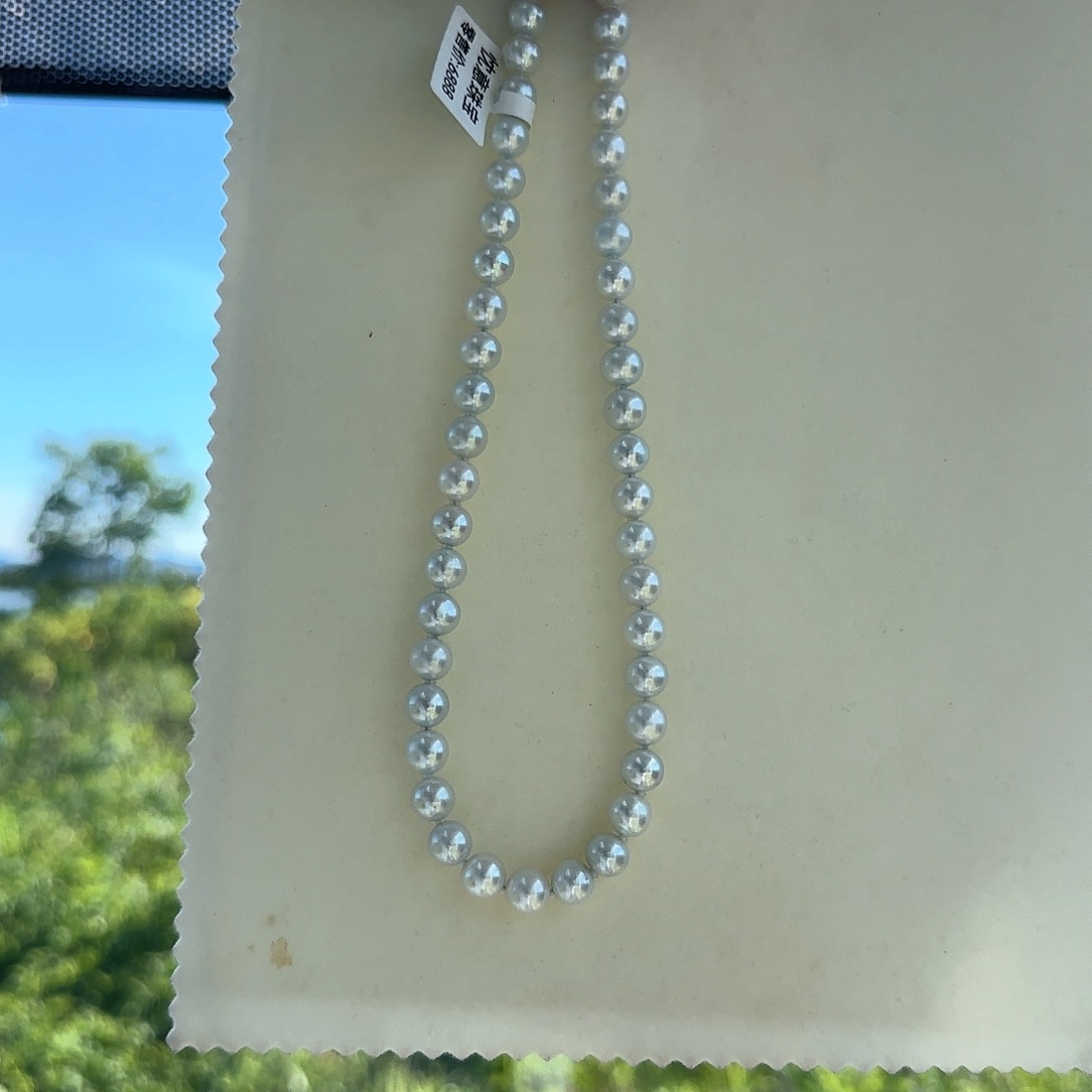 淡水珍珠银S925镶嵌颈饰7-8无核极光镜面炫彩冷白