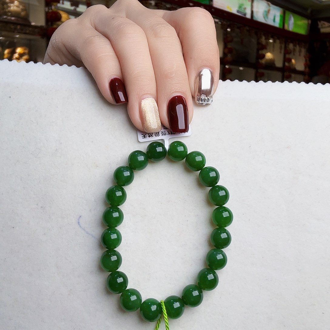 和田玉（碧玉）手链未镶嵌蛐*