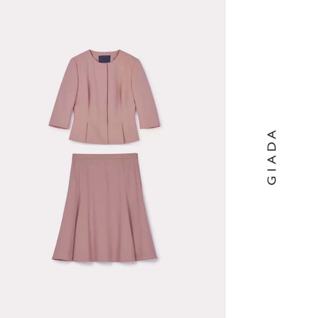 【L106】春夏复古高定款 桦木粉半裙套装两件套王菲套装 HTA034