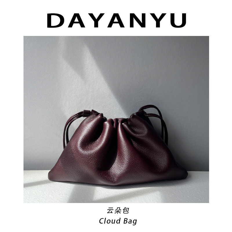 【鹿皮福袋包】吸扣抽绳复古小众时尚福袋褶皱云朵包单肩斜跨简约女