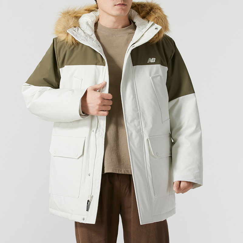 NEW BALANCE秋冬新款男装棉羽外套保暖连帽宽松保暖上衣AMJ44300