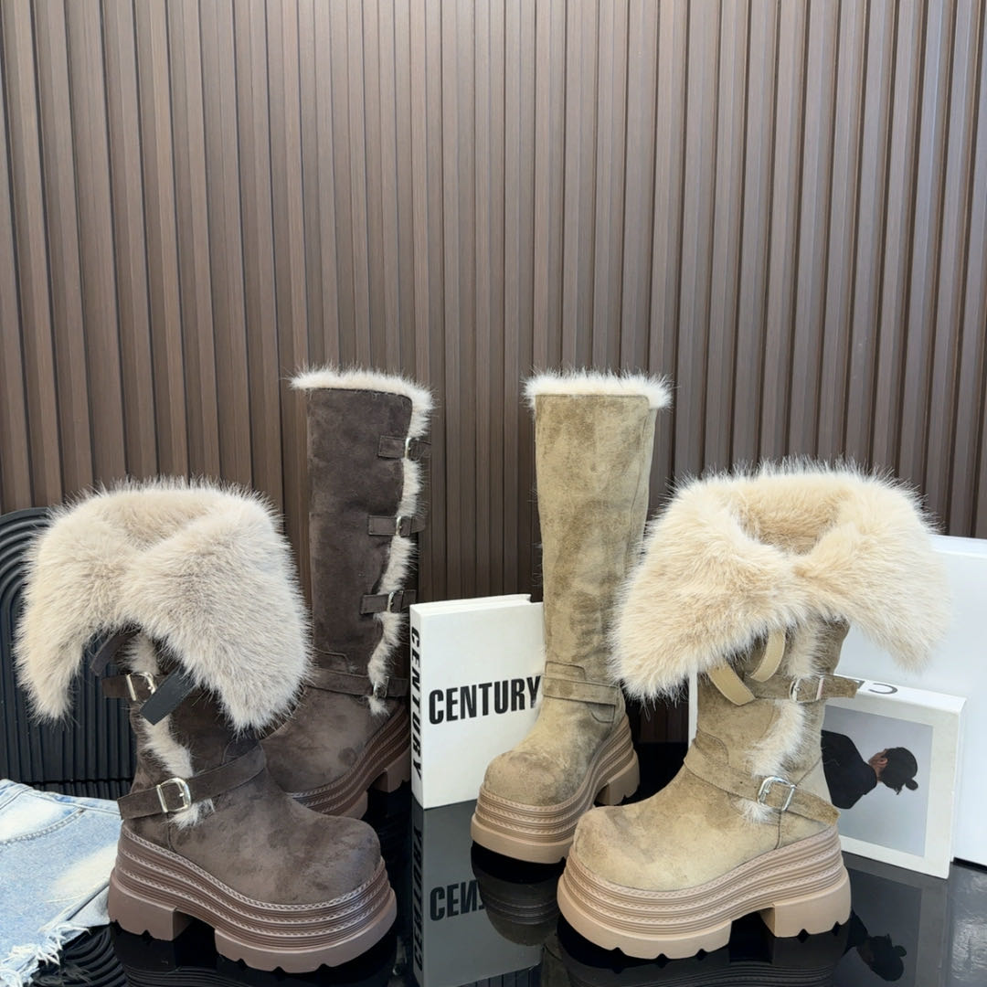 【9厘米】厚底长筒骑士靴韩版小个子加绒秋冬百搭女靴不过膝靴冬季