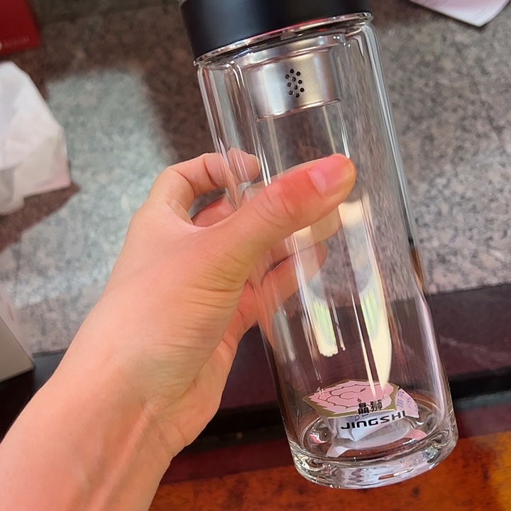 单层烫手玻璃杯500哑光黑色➕杯套