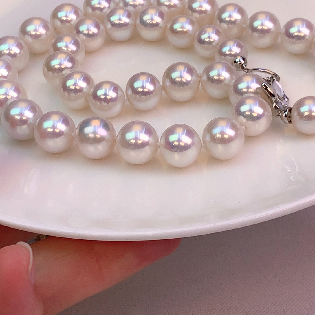 淡水珍珠颈饰银S925镶嵌点*点