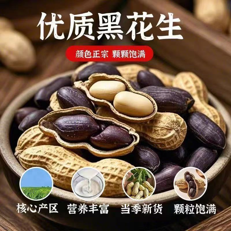 山东小粒富硒黑花生带壳紫皮花生晒干生吃甘甜养胃零食煮粥