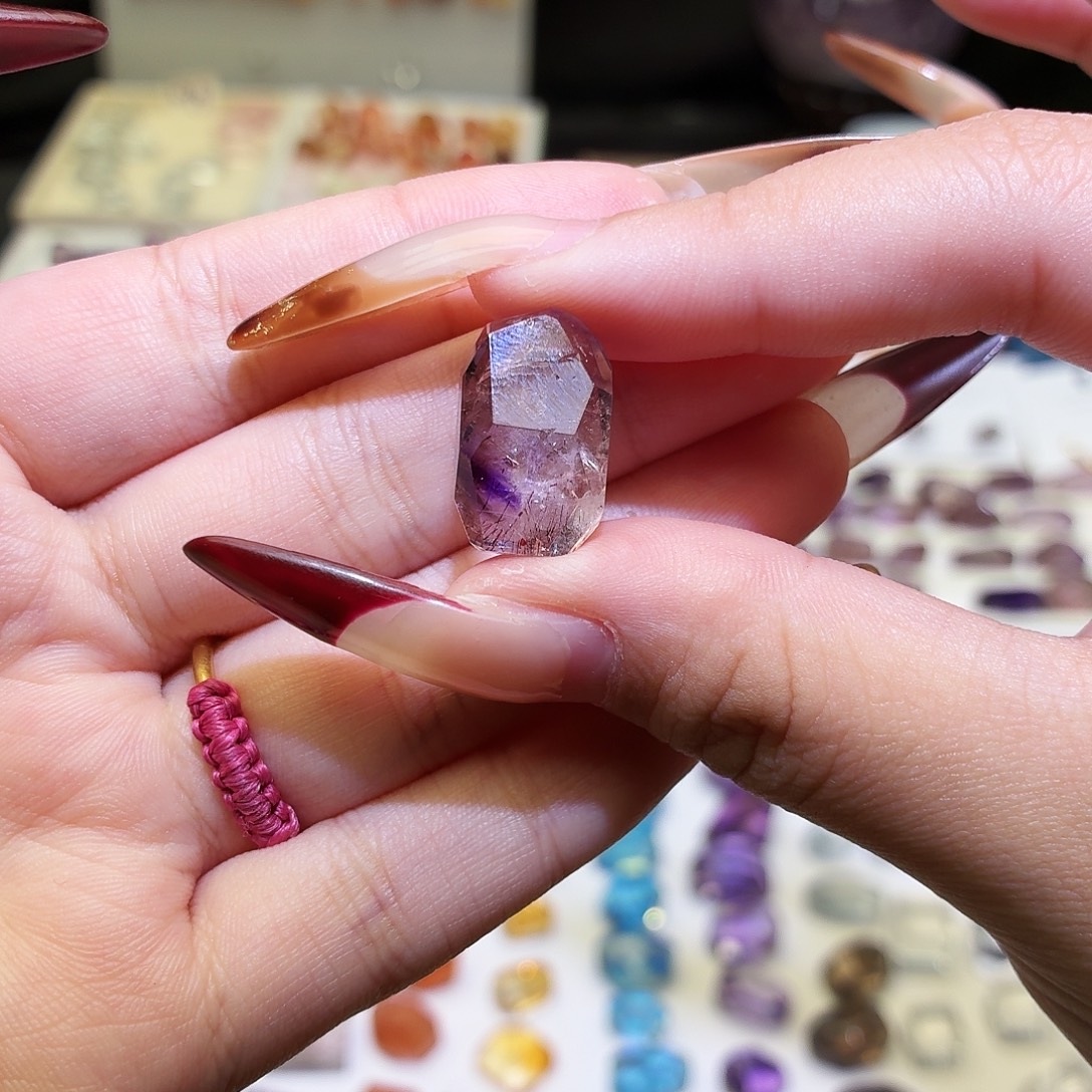 未镶嵌水晶吊坠(不含链)紫超七 随形 打孔定制不退换