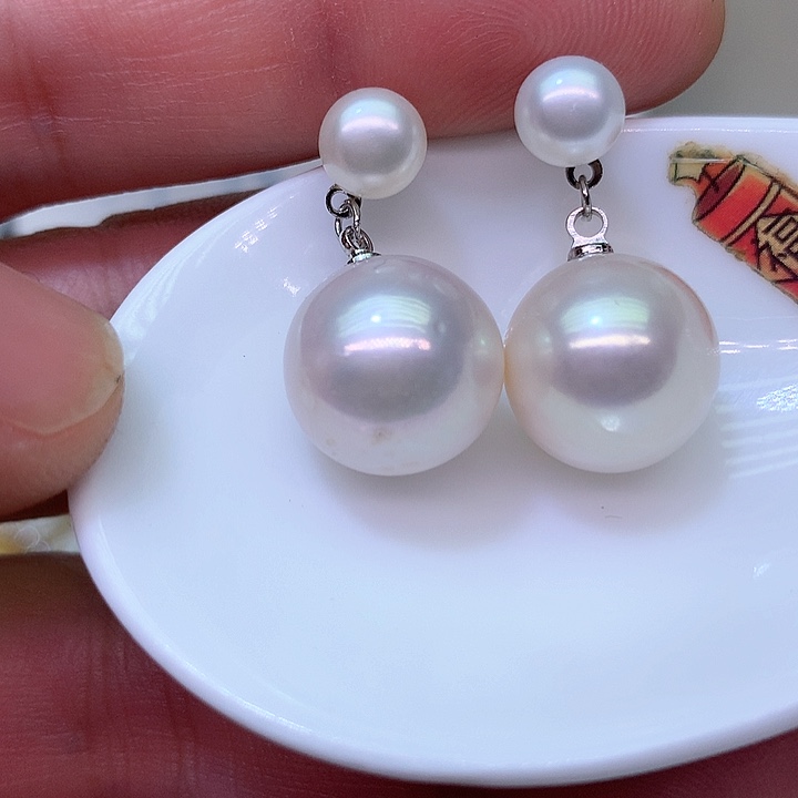 银S925镶嵌耳饰淡水珍珠