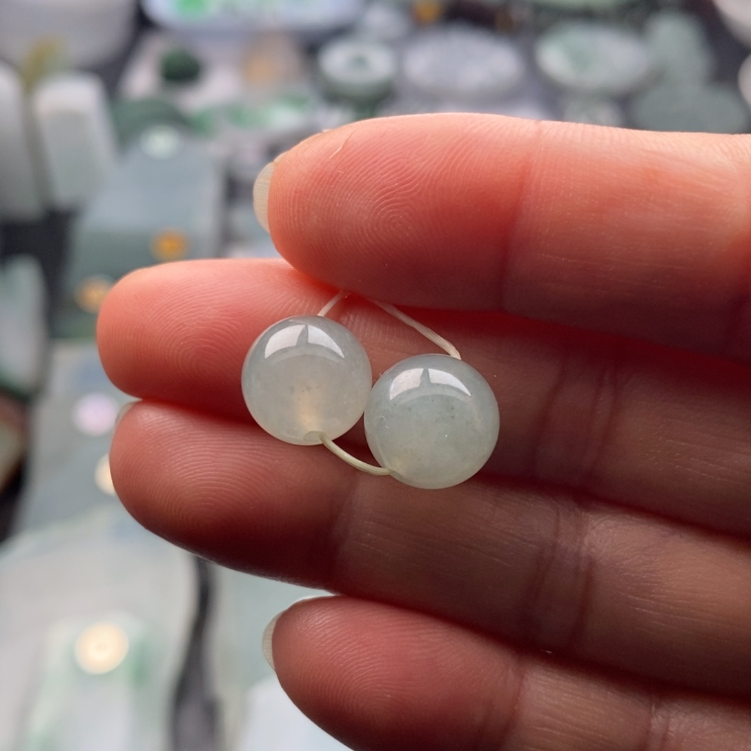 翡翠未镶嵌颈饰翡翠翡翠2颗珠子