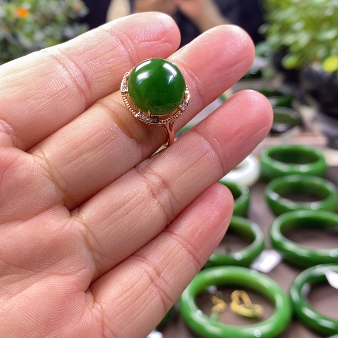 和田玉（碧玉）手镯银S925镶嵌