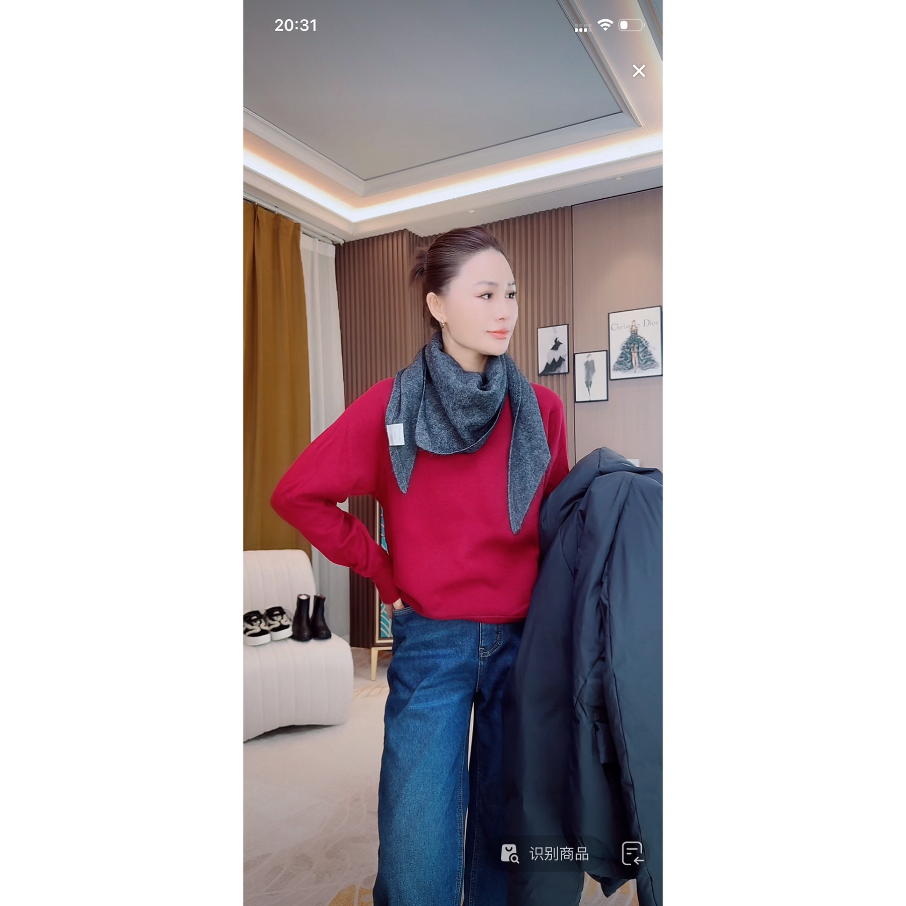 【荣姐精选】酒红智性圆领套头毛针织衫