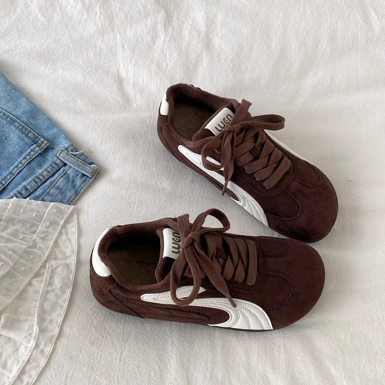 【退换货运费补贴】露丝同款美拉德加绒德训女鞋冬季潮流休闲鞋软底