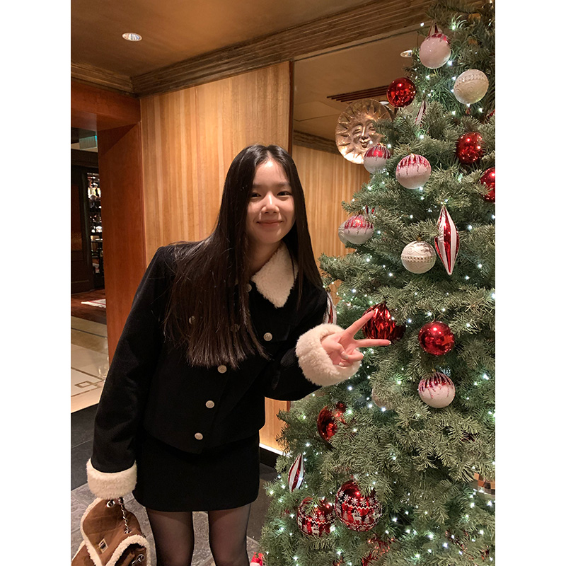 YOKLASS少女家【清清】黑色翻领外套短裙两件套千金风套装S29286S44