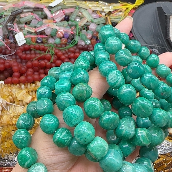 玛瑙/玉髓合金珠宝半成品老天河石单圈10-12mm一条02