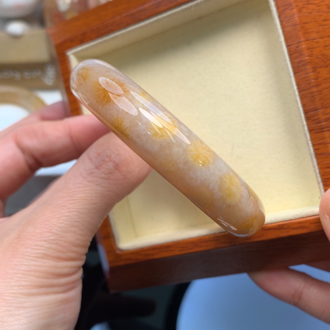 硅化珊瑚（珊瑚玉）手镯未镶嵌53.9口满花