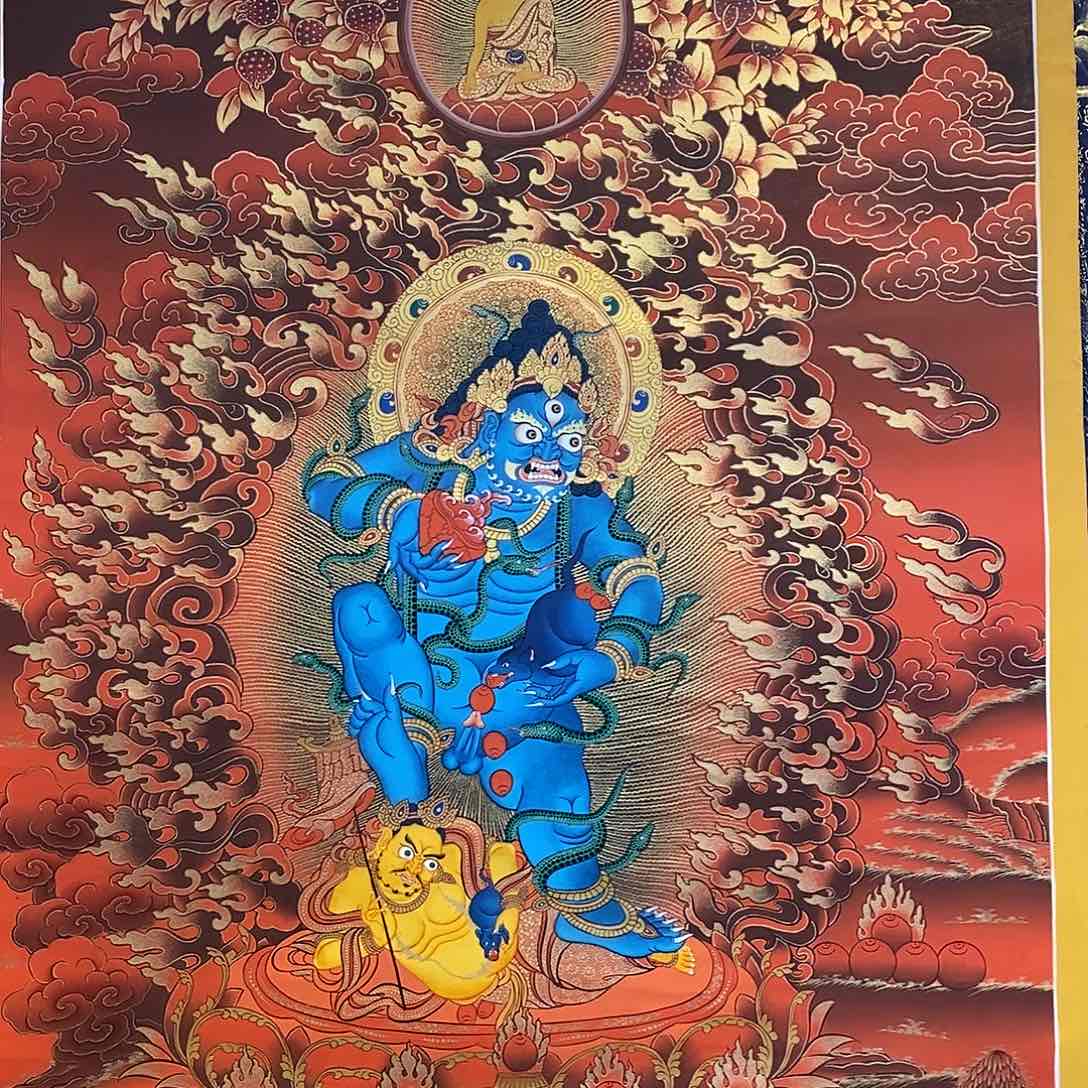 卷轴画?****?纯手绘黑财财唐卡75*50厘米左右