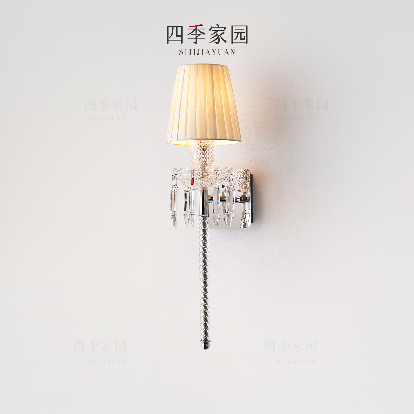 法式水晶壁灯卧室床头灯巴卡拉走廊过道客厅背景装饰墙壁灯高级感