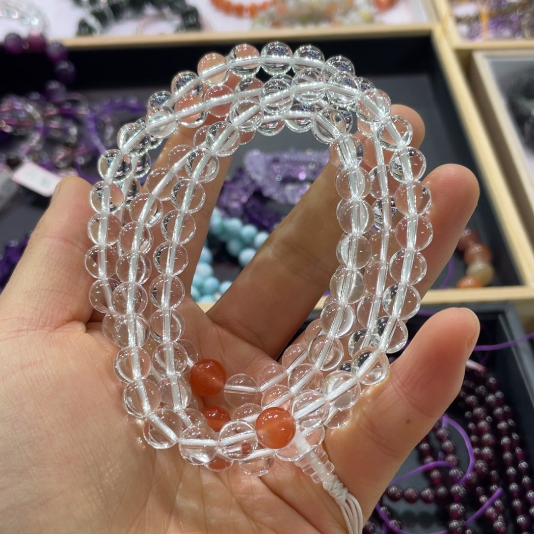 水晶108珠未镶嵌双A白水