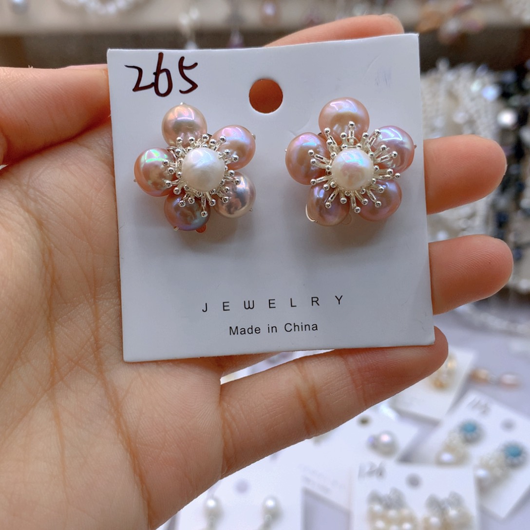 淡水珍珠耳饰银S925镶嵌