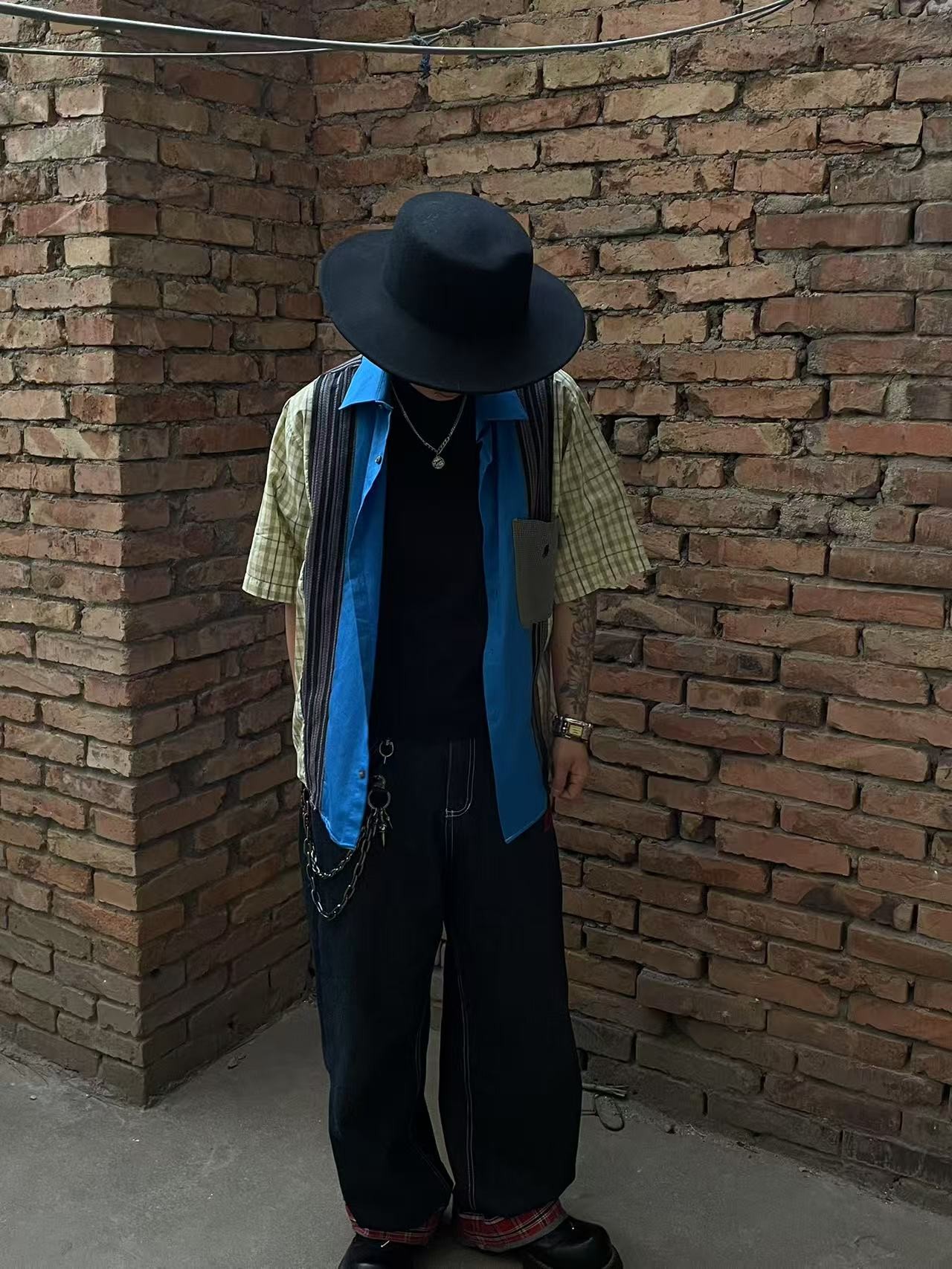 「Double she」3 古着复古方巾裤子半裙。                         