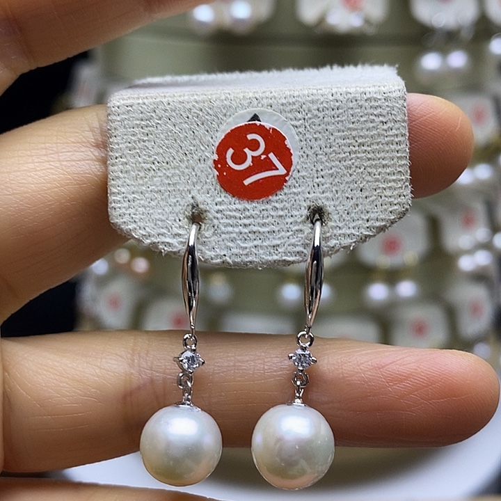 淡水珍珠耳饰银S925镶嵌