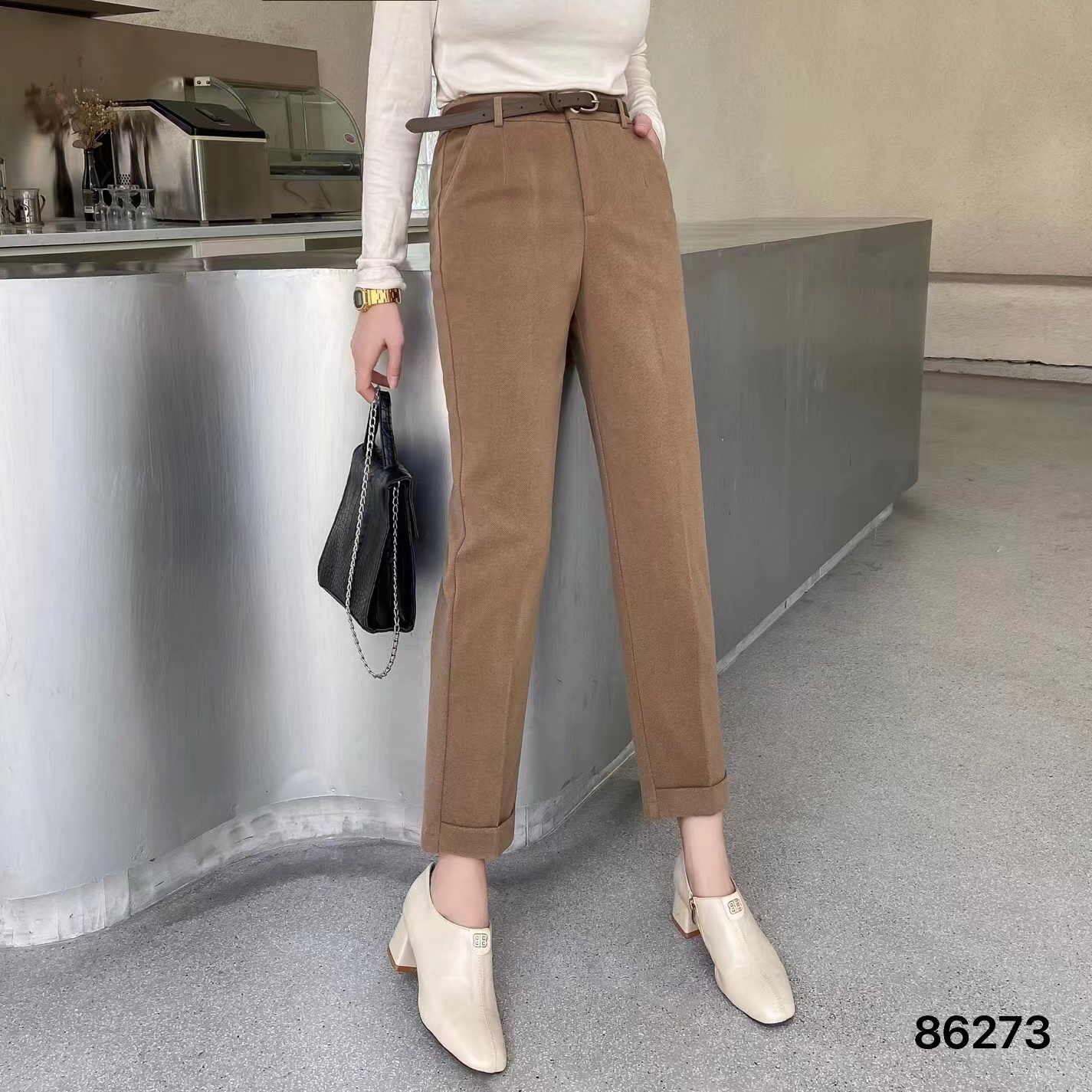 86273锥裤显瘦百搭原创九分休闲裤（不含腰带）