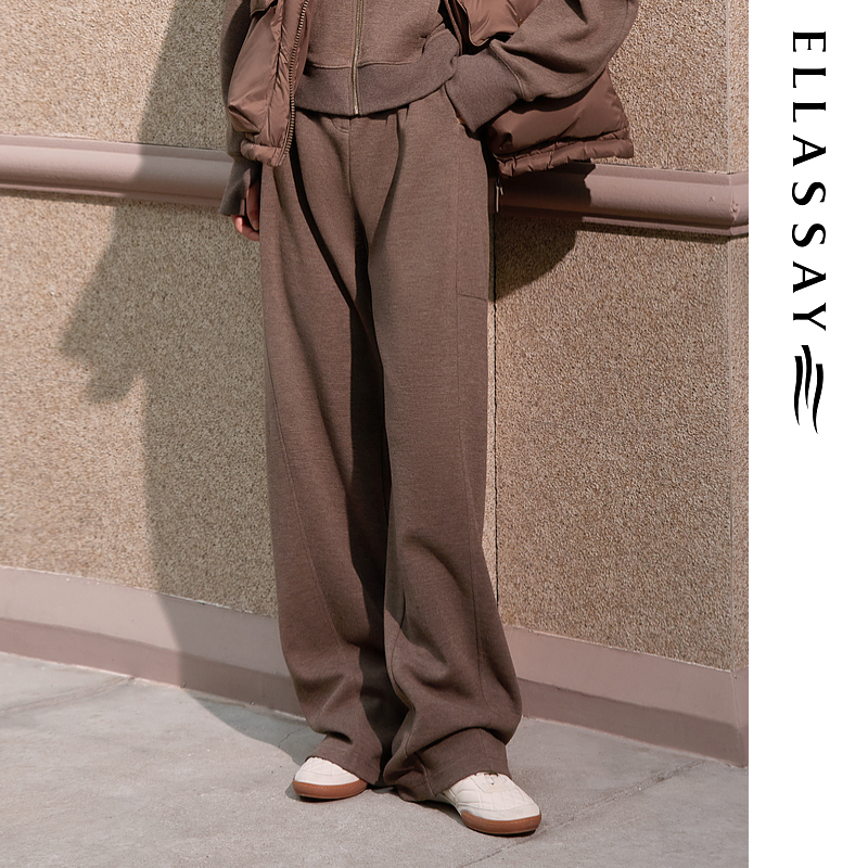 ELLASSAY歌力思2025秋冬新款舒适垂感拖地长休闲裤女EWW364K00400
